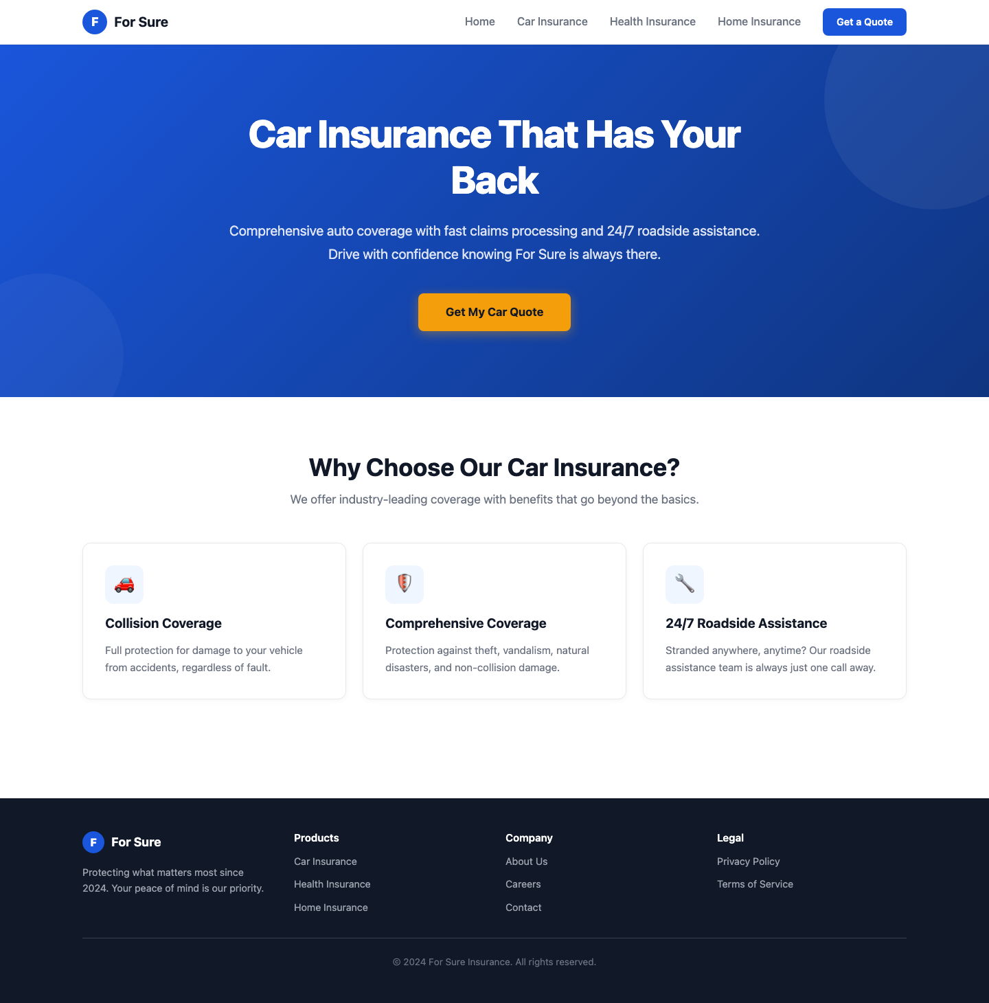 Car Insurance — For Sure Insurance