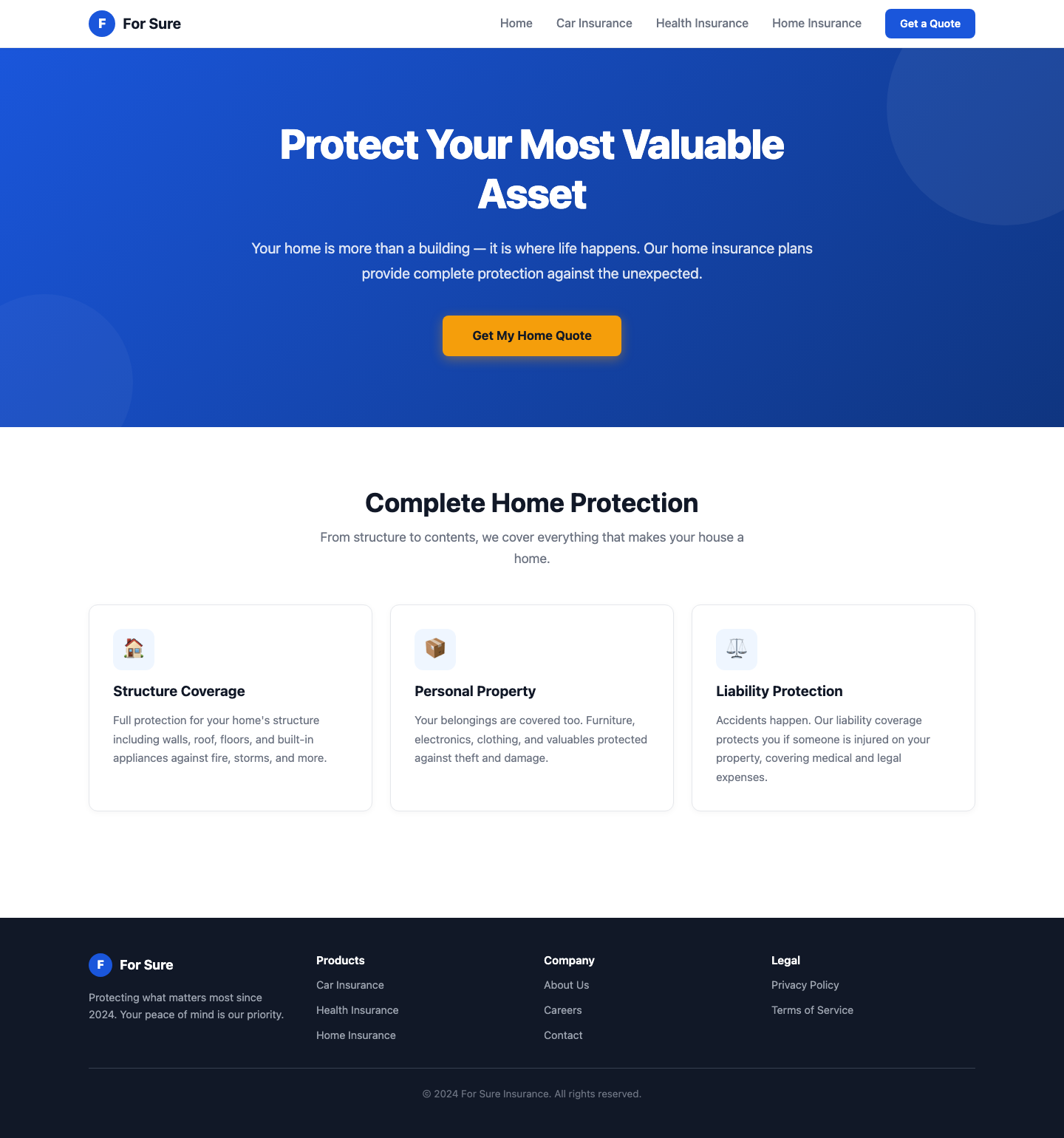 Home Insurance — For Sure Insurance